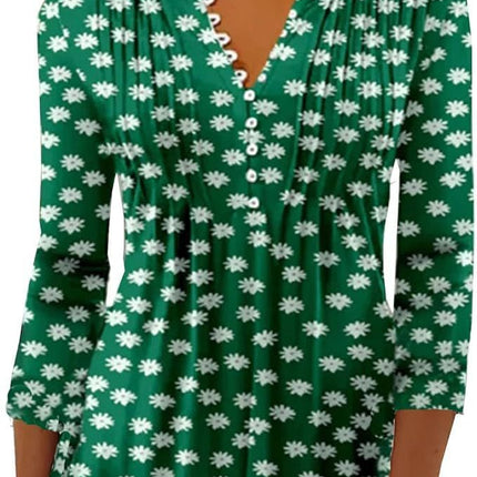 Women's Single-breasted Fashion V-neck Half-sleeve Top