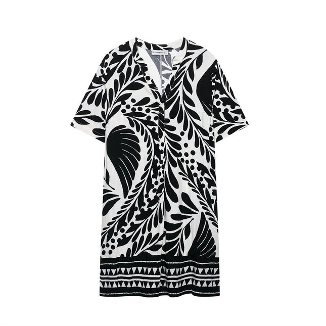 Summer Ethnic Print Viscose Skirt Dress