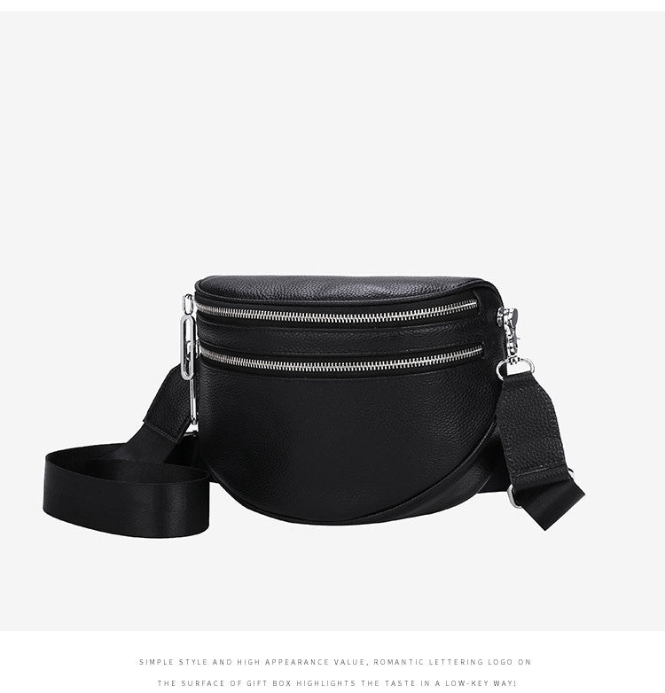Fashion Lady Leather Diagonal Saddle Bag