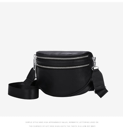 Fashion Lady Leather Diagonal Saddle Bag