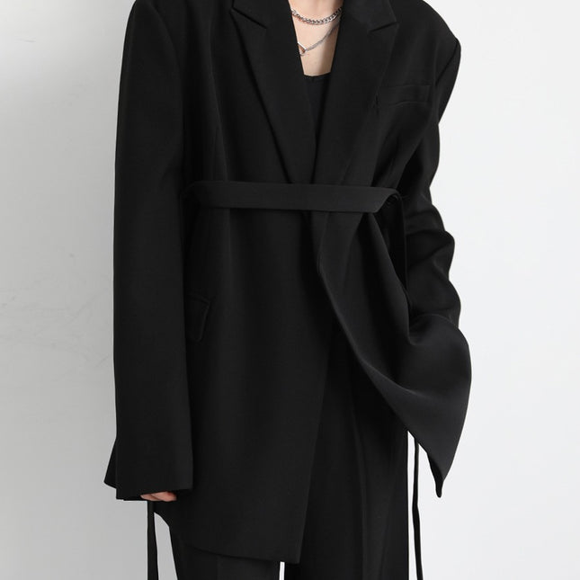 Mid-length Draped Blazer With Flutter StrapsWomen's Suits