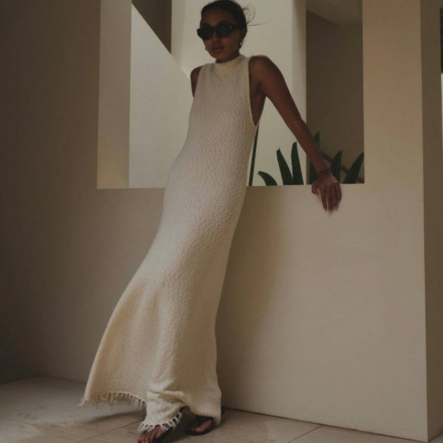 Sleeveless Tassel Long Dress Summer Women