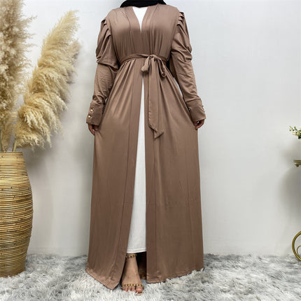 Women's Fashion Simple Solid Color Muslim Cardigan