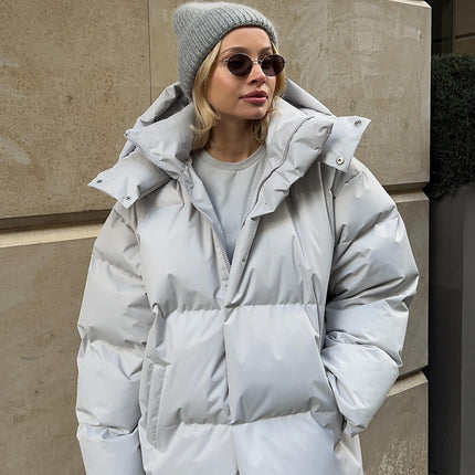 Fashion Coat With Removable Hood Cotton Jacket Winter Warm Windproof Loose Cotton Jacket Loose Parka Outerwear Clothing