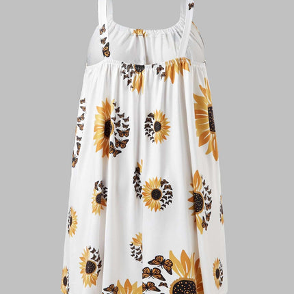 Plus Size Sleeveless Camisole Sunflower Printed Vest Elegant Wrap Women's Sexy Party Casual Loose Dresses