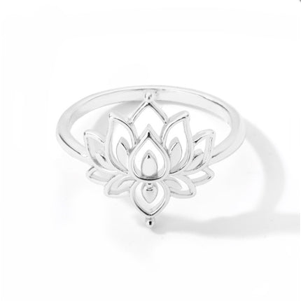 Women's Stainless Steel Rings Vintage Golden Lotus Rings Men's Moon Sun Opal Rings Wedding Couple Rings
