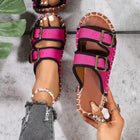 Women's Round Head Soft Bottom Double Buckle One-word Outer Wear Beach Slippers