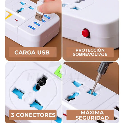 Desktop Power Strip With 3 Outlets 4 USB Charging