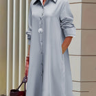 Temperament 3d Printed Shirt Collar Long Sleeve Mid-length Dress