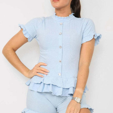 Diamond Frilled Edge Short Co-Ord Set