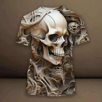 Men's 3D Skull Pattern European Hip Hop Trendy 3D Printed T-shirt