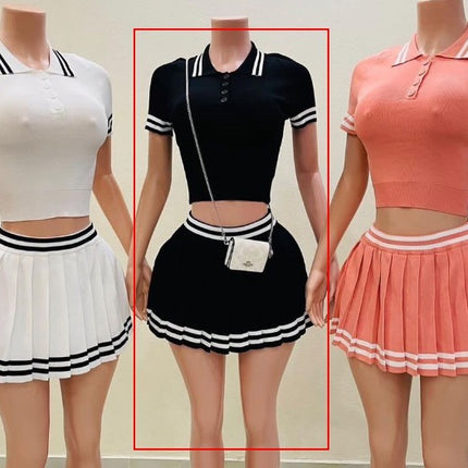 Casual Set Trendy Tops Pleated Skirt Two-piece Set