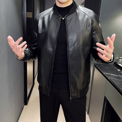 Men's Slim Fit Trendy Handsome Washed Leather Jacket