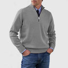 Men's Stand Collar Zipper Sweater Winter Fashion Solid Color Long Sleeve Knitted Top Clothing