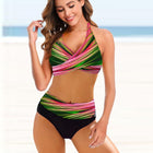 European And American Ladies Split Bikini Striped Tie-dye Hollow Bikini Swimsuit