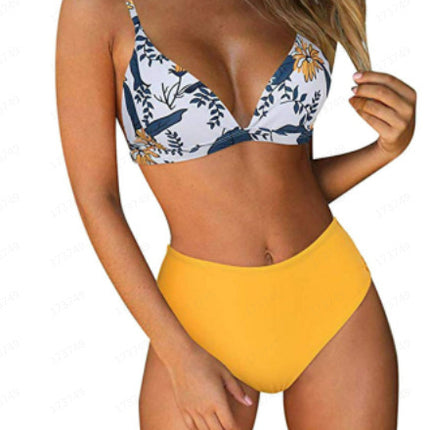 Solid Color Printing Bikini Beach Swimsuit