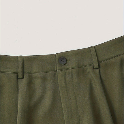 High Waist Plus Size Pocket Straight Skinny Casual Suit Pants - Draped Design