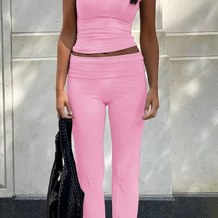 Short Sleeved Wide Leg Pants