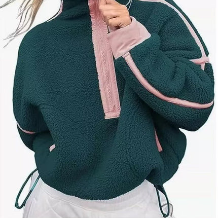 Casual Drawstring Short Loose Mock Neck Sweater