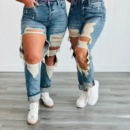 Women's High-Waist Jeans, Straight-Leg Ankle-Length Jeans In A Classic Style, Cotton Denim For All Seasons