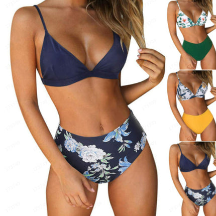 Solid Color Printing Bikini Beach Swimsuit