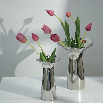 Household Fashion Electroplated Silver Fishtail Ceramic Vase