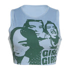 Summer Hipster Portrait Printing Tank Top Women Casual Vest