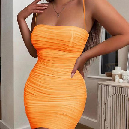 Summer Women Spaghetti Straps Sash Sexy Club Party Dresses