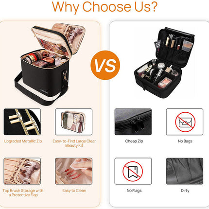 Double Layer Lady's Skin Care Products Cosmetic Makeup Brush Separated Storage Bag Portable Waterproof Portable Cosmetic Bag Wholesale