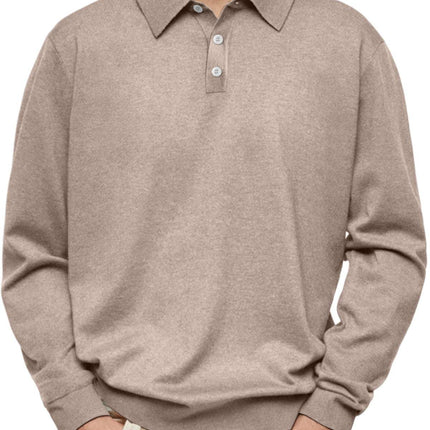 Long Sleeve V-neck Buttons Men's Casual Jacket Polo Shirt