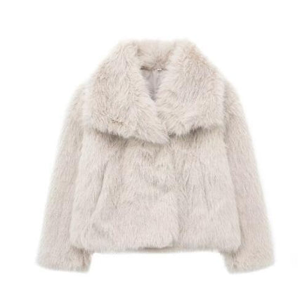 Winter Plush Coat Fashion Warm Thicken Fluffy Lapel Jacket Outwear Casual Long Sleeve Tops Womens Clothing