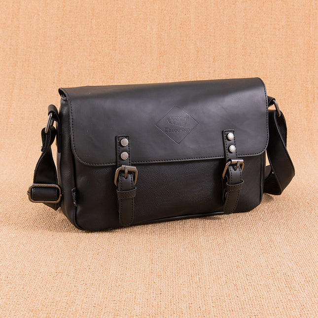 Korean Men's PU Leather Retro Flip Literary Shoulder Bag