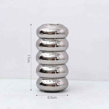Modern Light Luxury Irregular Silver Plated Ceramic Vase