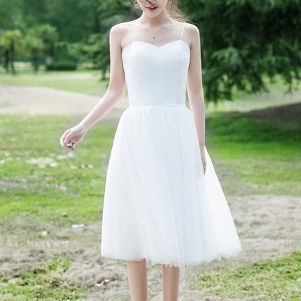 Minimal Strap Mori Bride Short Wedding Dress