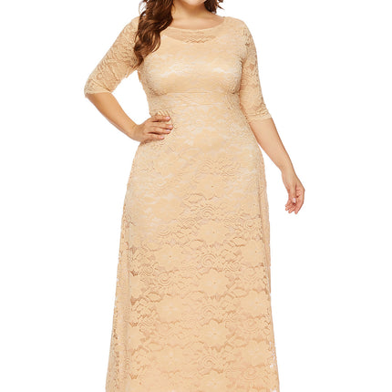 Plus Size Women New Hollow Lace Pocket Dress