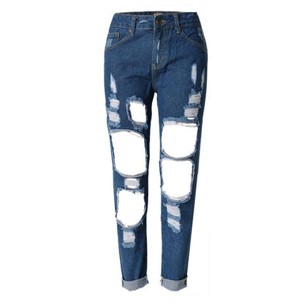 Ripped Jeans High Waist Women Ripped Hole Knee Skinny Pants