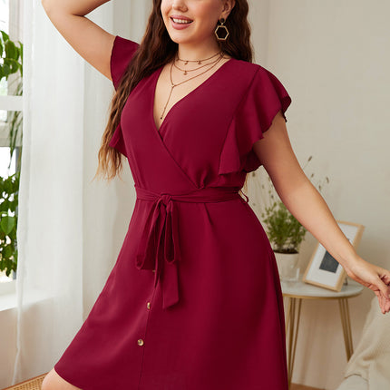 Summer Plus Size Ladies Deep V Party Dresses