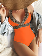 Women's Fashion Deep V Spaghetti Straps One-piece Swimsuit