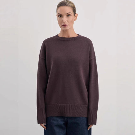 Women's Knitted Round Neck Solid Color Loose Fashion Sweater