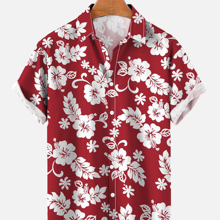 Summer Flower Pattern Seaside Men's Clothing Print Shirt