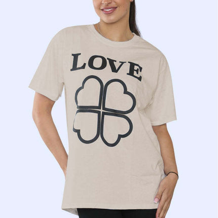 Ladies Love Printed Short Sleeve T-Shirt Top
