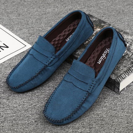 Hand-stitched Men's Beanie Shoes Velvet Leather Handmade