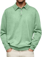Long Sleeve V-neck Buttons Men's Casual Jacket Polo Shirt