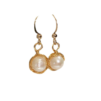 Red Agate Freshwater White Pearl Earrings
