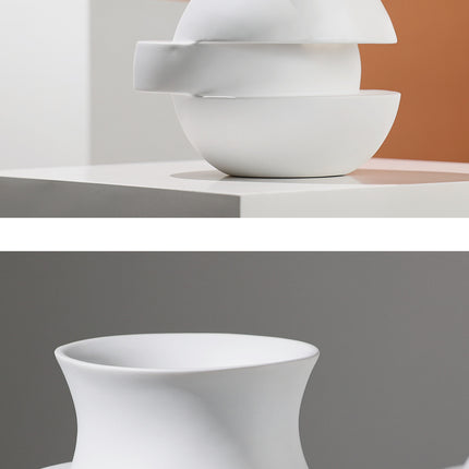 Modern Minimalistic White Laminated Entrance TV Cabinet Home Table Art Creative Vase