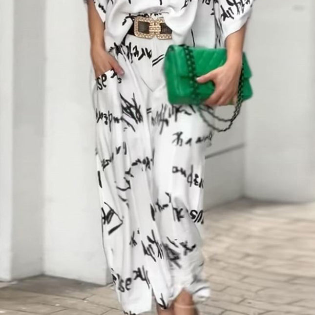 Fashion Letter Printed Pants Set