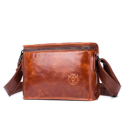 Leather Shoulder Men's Leather Horizontal Small Square Bag