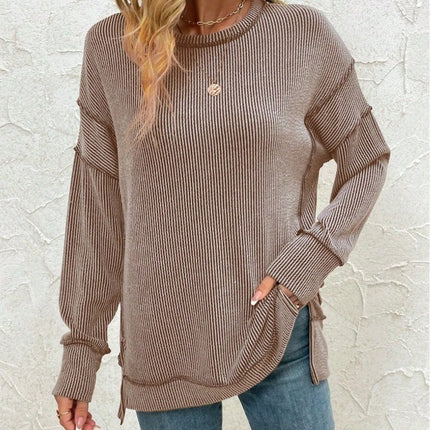 Twist Strip Split Long Sleeve Loose Sweatshirt Sweater