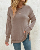 Twist Strip Split Long Sleeve Loose Sweatshirt Sweater