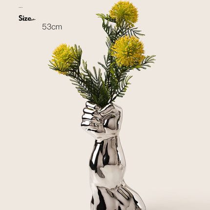 Body Art Vase Plating Ceramic Silver Floral Home Decoration Decoration